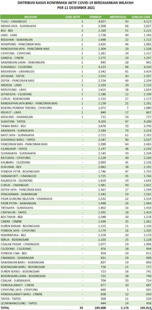 9582 0 0befeaa9fcd8d9cd9cd34efe8c71df06 - 41 Kelurahan di Depok Tercatat Nol Kasus Konfirmasi Aktif Covid-19
