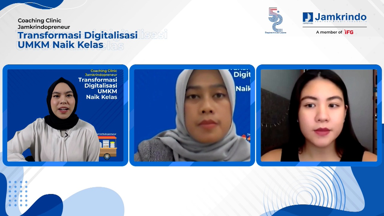 PT Jamkrindo selenggarakan Coaching Clinic Jamkrindopreneur dengan tema “Transformasi Digitalisasi UMKM Naik Kelas”.