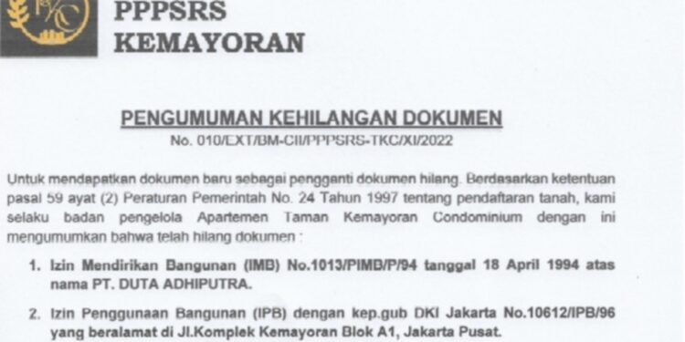 Berita Kehilangan