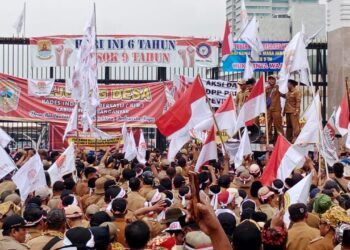 Demo kepala desa di gedung DPR RI