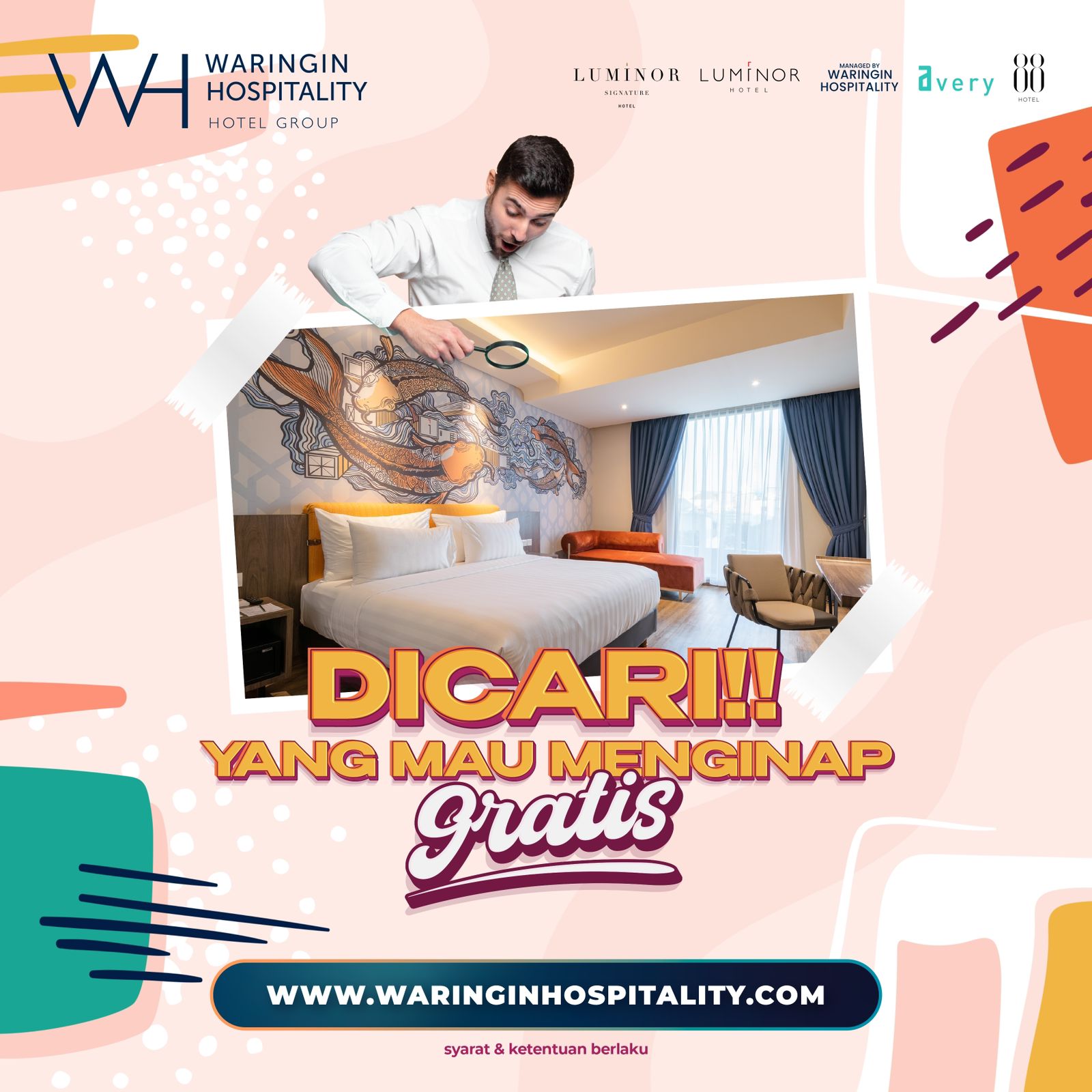 Dicari!!! Yang Mau Menginap Gratis & Voucher Belanja 2 Waringin Hospitality Hotel Group.