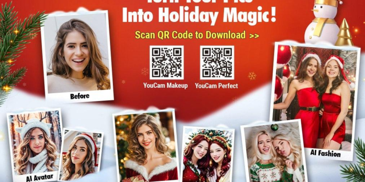 Perfect Corp Hadirkan AI bertema Natal di Aplikasi YouCam untuk Menyambut Natal Tahun Ini. 1 Perfect Corp.