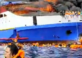 KM Barcelona, kapal terbakar