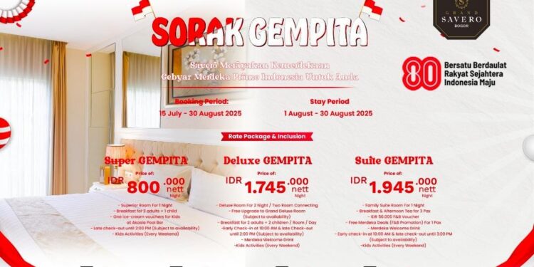 Grand Savero Bogor Hadirkan Promo “SORAK GEMPITA” Sambut HUT ke-80 RI, Ada Paket Menginap & Lomba 17-an Seru 1 Grand Savero Bogor