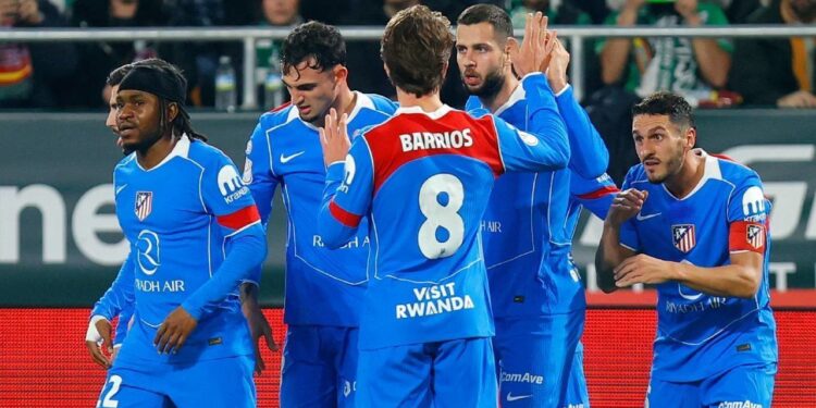 TAMPIL IMPRESIF: Skuad Atletico Madrid merayakan gol ke gawang Real Betis di Copa del Rey pada Jumat (6/2/2026) dini hari. (Foto: (c) Dok. Atletico Madrid)