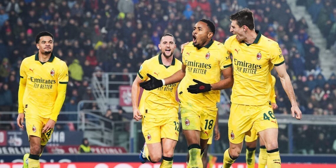 AC Milan Hajar Habis-Habisan Bologna di Renato Dall’Ara 1 AKSI SELEBRASI: Christopher Nkunku merayakan golnya di laga Bologna vs AC Milan pada Rabu (04/02/2026). (Foto: Dok/(c) Massimo Paolone/LaPresse via AP Photo)