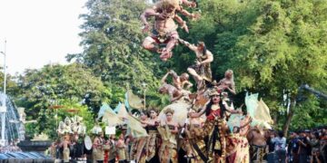 AJANG TAHUNAN: Kasanga Festival Caka 1948. Tahun ini, perhelatan tersebut dilangsungkan di kawasan Catus Pata Patung Catur Muka, Kota Denpasar, Bali pada Jumat (6/3/2026) lalu. (Foto: Istimewa)