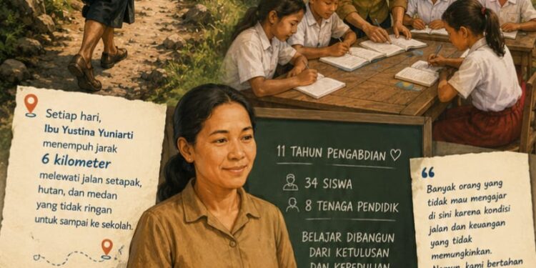 Kisah Ibu Yustina: 11 Tahun Menembus Hutan dan Jalan Setapak demi Masa Depan Anak-Anak Sikka