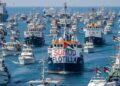 BANTUAN KEMANUSIAAN: Sebanyak 41 dari sekitar 45 kapal aktivis yang tergabung dalam Global Sumud Flotila (GSF) dicegat AL Israel dan 400-an aktivis diangkut ke pelabuhan Ashdod, Israel untuk dideportasi. (Foto Ilustrasi: kbknews.id)