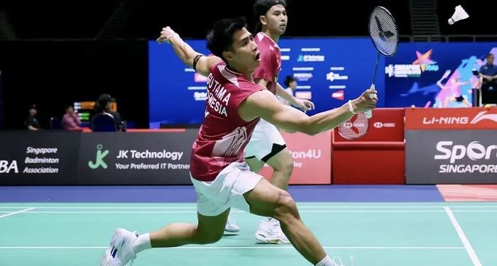 Sabar/Reza Menang Mulus di Singapore Open 2026 1 MELENGGANG MULUS: Ganda putra Sabar Karyaman Gutama/Moh Reza Pahlevi Isfahani mulus melewati babak pertama Singapore Open 2026. (Foto: Dok./PBSI)