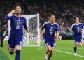 Jepang Menang Telak 4-0 Atas Tunisia di Laga Grup F 8 MENANG TELAK: Skuad Timnas Jepang merayakan gol Daichi Kamada (kiri) ke gawang Timnas Tunisia di Piala Dunia 2026. (Foto: (c) AP Photo/Matias Delacroix)