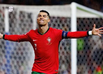 AKSI SELEBRASI: Pemain Portugal, Cristiano Ronaldo, melakukan selebrasi dalam satu pertandingan. (Foto Ilustrasi: Shutterstock)