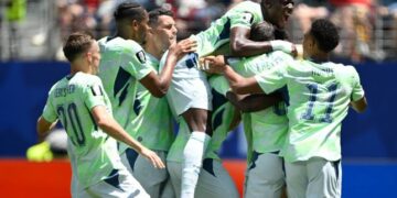 POIN IMBANG: Pemain Swiss merayakan gol Breel Embolo dalam pertandingan Grup B Piala Dunia 2026 melawan Qatar pada Minggu (14/6/2026). (Foto: (c) AP PhotoEakin Howard)