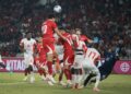 GOL TUNGGAL: Aksi Elkan Baggott pada laga FIFA Matchday antara Timnas Indonesia vs Mozambik. (Foto: (c) Abdul Aziz)
