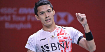 CAPAIAN POSITIF: Jonatan Christie atau Jojo lolos ke final usai menyingkirkan wakil Thailand, Panitchaphon Teeraratsakul pada laga semifinal di Istora Senayan, Jakarta Pusat pada Sabtu (6/6/2026). (Foto Ilustrasi: Antara/Handout/Humas PBSI)