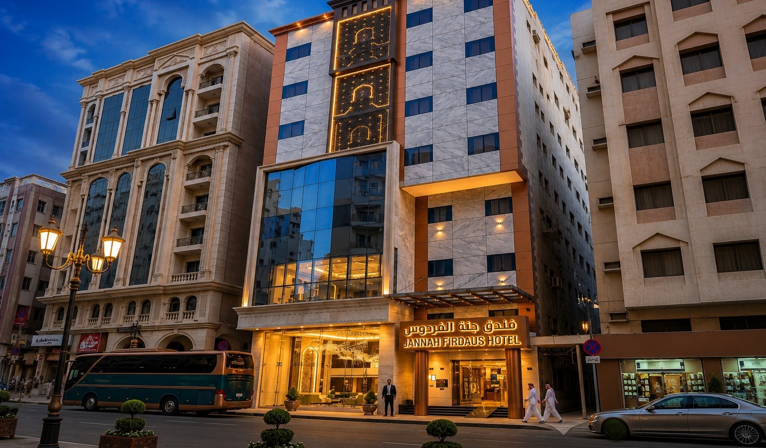 LAYANAN TERPADU: Hotel Jannah Firdaus Makkah berlokasi di kawasan Ajyad, Bir Bililah, Arab Saudi. Jaraknya sekitar 5–7 menit berjalan kaki dari Masjidil Haram. (Foto: Dok./Jannah Firdaus Tour and Travel)