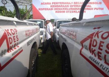KEWENANGAN LUAS: Armada Koperasi Desa Merah Putih (KDMP) saat seremonial serah terima beberapa waktu lalu.(Foto Ilustrasi: ANTARA FOTO/Aloysius Jarot Nugroho)