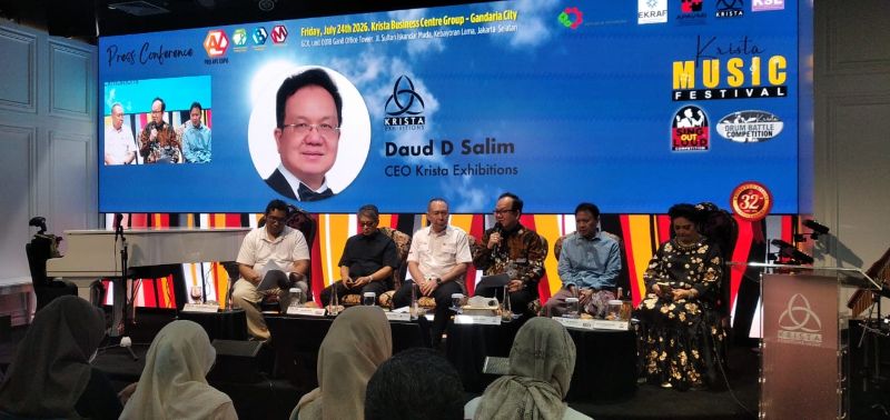 PRO AVL Indonesia 2026 Tahun Ini Hadir di NICE PIK 2 Tangerang 2 PAMERAN TAHUNAN: Konferensi pers menjelang pameran internasional industri audio, visual, lighting, dan musik digelar di NICE PIK 2, Kabupaten Tangerang, Banten. Acara yang diinisiasi oleh Krista Exhibitions Group tersebut diberi nama PRO AVL Indonesia 2026. Kegiatan itu akan berlangsung sejak 28 - 31 Juli 2026. (FOTO: WAYTRI/KORANINDOPOS.COM)