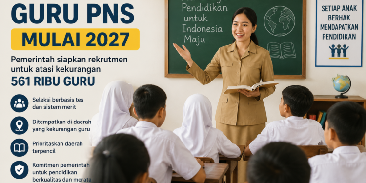 Pemerintah Buka Rekrutmen Guru PNS Mulai 2027, Target Atasi Kekurangan 561 Ribu Tenaga Pendidik 1 Guru PNS