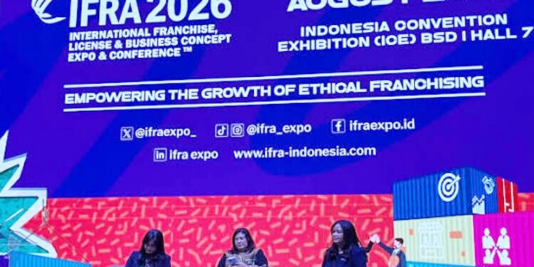 IFRA 2026 Hadirkan 250 Merek Waralaba dan Targetkan 30 Ribu Pengunjung 1 AJANG BERGENGSI: Konferensi pers menjelang International Franchise, License, and Business Concept Expo and Conference (IFRA) 2026 yang akan berlangsung di ICE BSD Hall 7, Kabupaten Tangerang, Banten, pada 28–30 Agustus 2026. (FOTO: HARIS SUNANDAR/KORANINDOPOS.COM)