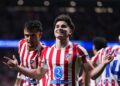 PEMAIN ANDALAN: Selebrasi penyerang Atletico Madrid, Julian Alvarez, usai mencetak gol ke gawang Arsenal di leg pertama semifinal Liga Champions pada 30 April 2026. (Foto: (c) AP Photo/Manu Fernandez)