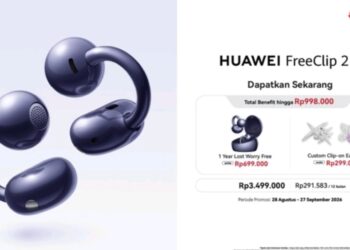 HUAWEI FreeClip 2S Resmi Dijual di Indonesia, Tawarkan Audio Open-Ear dan Fitur AI