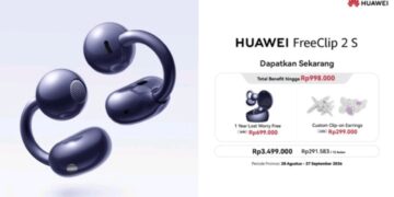 HUAWEI FreeClip 2S Resmi Dijual di Indonesia, Tawarkan Audio Open-Ear dan Fitur AI