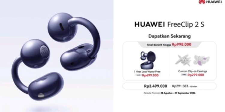 HUAWEI FreeClip 2S Resmi Dijual di Indonesia, Tawarkan Audio Open-Ear dan Fitur AI 1 HUAWEI FreeClip 2S Resmi Dijual di Indonesia, Tawarkan Audio Open-Ear dan Fitur AI