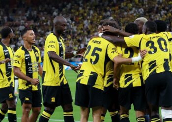 MMPI BURUK: Skuad Al-Ittihad merayakan gol George Ilenikhena ke gawang Al-Nassr pada Minggu (6/9/2026). (Foto: (c) Al-Ittihad Official)