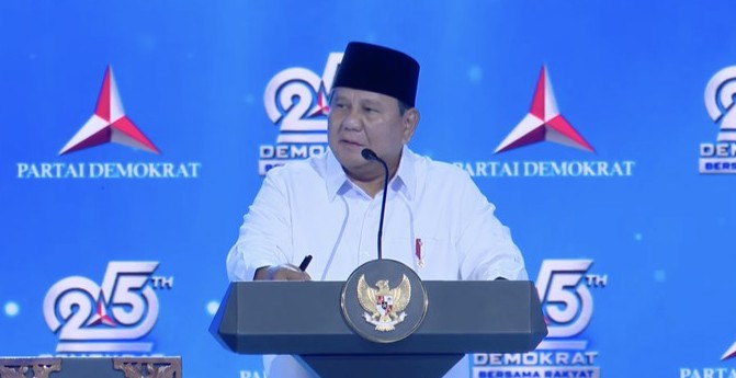 "TERUSIK" KRITIK: Presiden Prabowo Subianto pidato saat menghadiri HUT Ke-25 Partai Demokrat di Jakarta pada Rabu (9/9/2026). (Foto: Dok./ Youtube Demokrat)