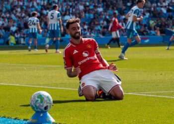 ANAK EMAS: Selebrasi Bruno Fernandes usai membobol gawang Brighton pada Minggu (24/5/2026). (Foto: (c) MUFC Official)