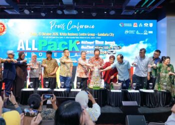 PAMERAN INTERNASIONAL: Keterangan pers di kantor pusat Krista Exhibitions Group, Gandaria City, Jakarta Selatan pada Kamis (15/10/2026). (FOTO: WAYTRI/KORANINDOPOS.COM)