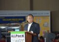 EVENT INTERNASIONAL: Menteri Perindustrian (Menperin) M. Samuji membuka pameran internasional ALLPack Indonesia 2026 di Hall C3, Jakarta International Expo (JIExpo) Kemayoran, Jakarta Pusat pada Selasa (20/10/2026). (FOTO: WAYTRI/KORANINDOPOS.COM)