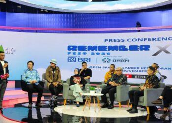 KOLABORASI INTEGRATIF: Keterangan pers festival musik Remember Fest 2026 x Cube Concert digelar oleh BRI dan Kementerian UMKM di Studio TVOne, Epicentrum, Kuningan, Jakarta Selatan pada Kamis (29/10/2026). (FOTO: WAYTRI/KORNINDOPOS.COM)