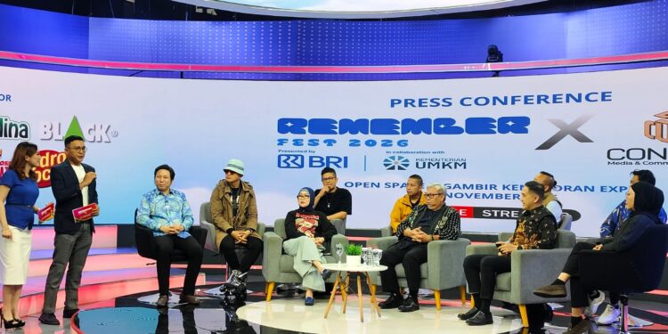 Remember Fest 2026 x Cube Concert Bertabur Bintang 1 KOLABORASI INTEGRATIF: Keterangan pers festival musik Remember Fest 2026 x Cube Concert digelar oleh BRI dan Kementerian UMKM di Studio TVOne, Epicentrum, Kuningan, Jakarta Selatan pada Kamis (29/10/2026). (FOTO: WAYTRI/KORNINDOPOS.COM)